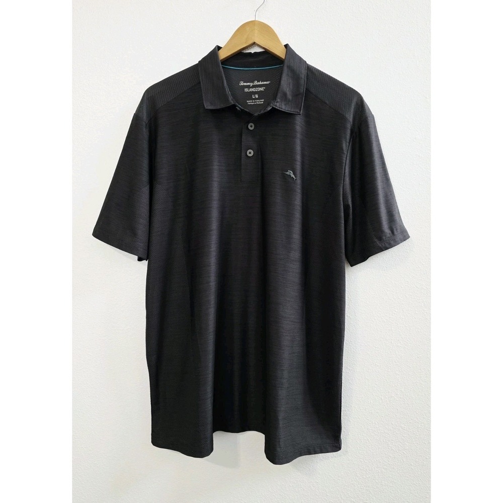 Tommy Bahama IslandZone Polo‎ Shirt Men's Size Large Dark Gray Performance